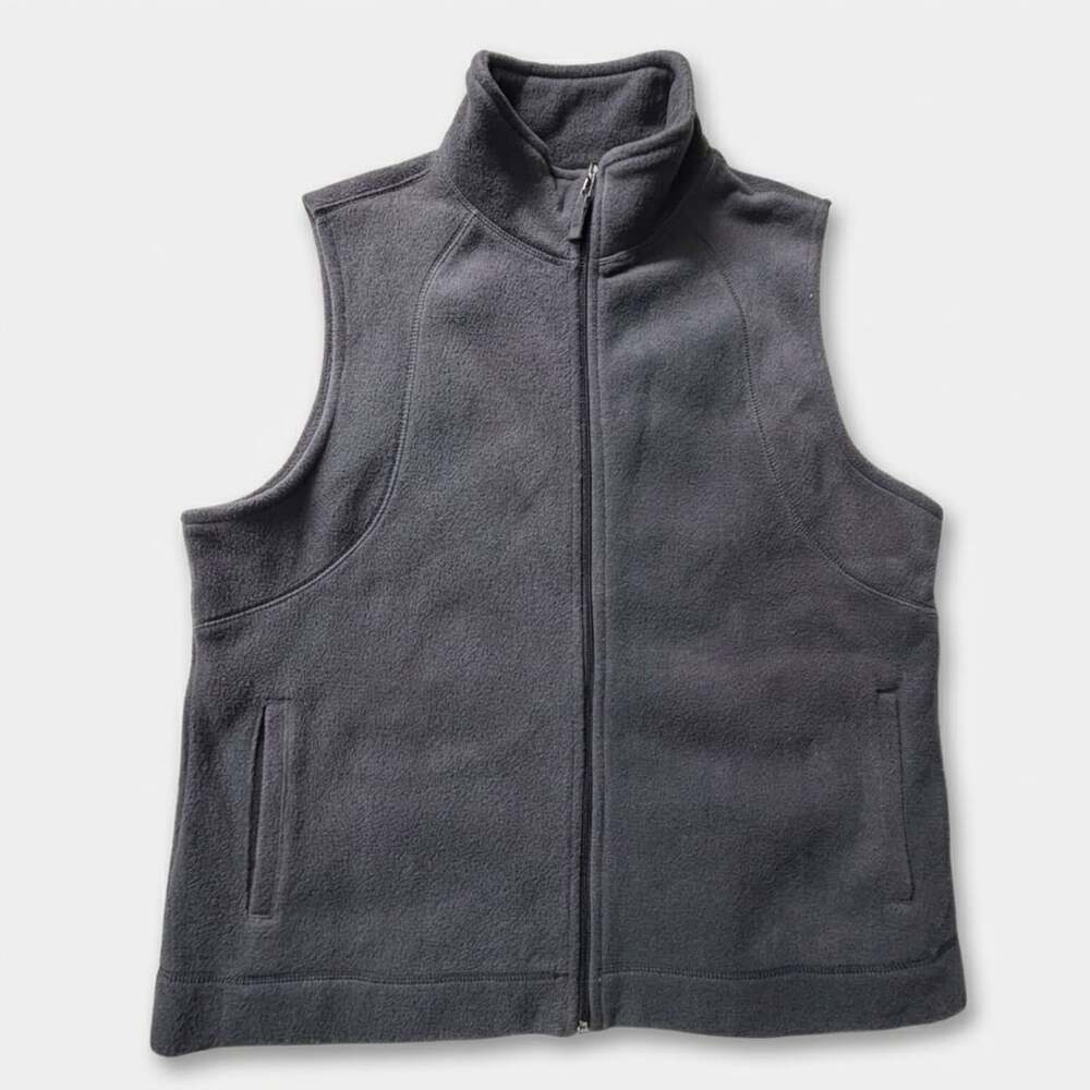 Kim Rogers Fleece Vest Size XL Gray Full Zip Pocket Mock Neck